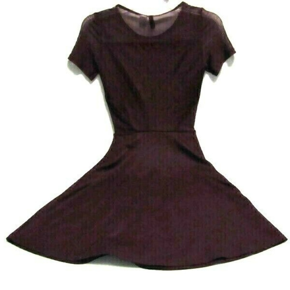 Womens H&M Divided Maroon Transparent Net Detail D